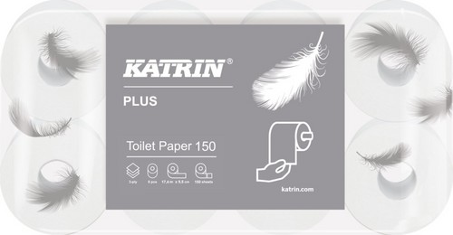 39317 Katrin Plus Toilettenpapier 3-lagig 8 x 150 Blatt